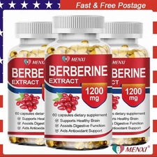 3Packs 1200mg Berberine Capsules, Blood Sugar Health Supplement,3 Months Supply