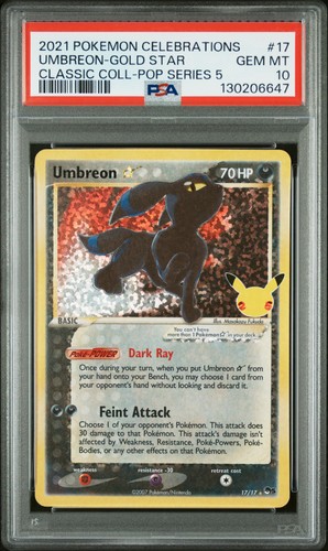 2021 POKEMON CELEBRATIONS CLASSIC COLLECTION #17 UMBREON-GOLD STAR PSA 10