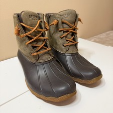 Sperry Top Sider Saltwater Duck Boots Women's Size 7.5 Brown/Olive STS99729