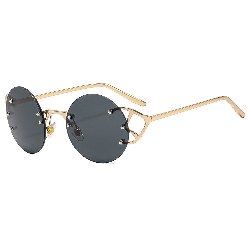 China gold frame black len lady street snap round shape vintage women sunglasses