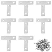 20 Pcs Stainless Steel T Plate Brackets, 50x50mm, 2x2, 4 Holes, Metal Brace