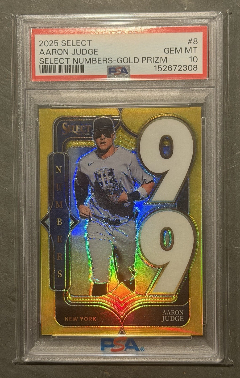 2025 Panini Select - Aaron Judge NYY - Numbers GOLD PRIZM #9/10 - PSA 10 - POP 1