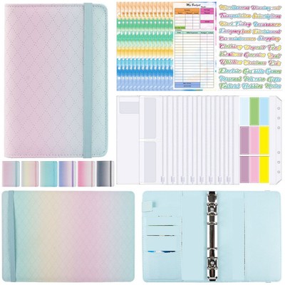A6 Gradient Macaron Binder Hand Ledger Notebook Leather PU Loose-Leaf Book8603