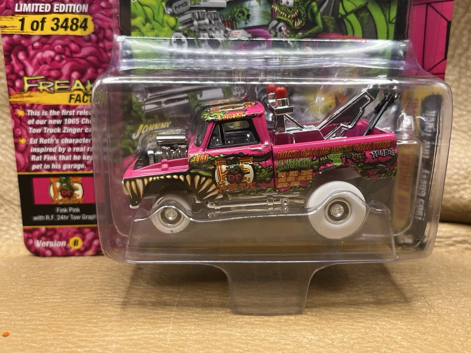 JOHNNY LIGHTNING CHASE RAT FINK CHASE 1/3484 CHEVY GRÚA 65 ROSA!! Foto 3 de 4