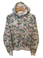 Hello Kitty Sanrio Women  s Pullover Hoodie Sweatshirt AOP Light Soft Fleece Sz S