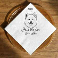 Custom Dog Wedding Napkins   Personalized Pet Cocktail Napkins