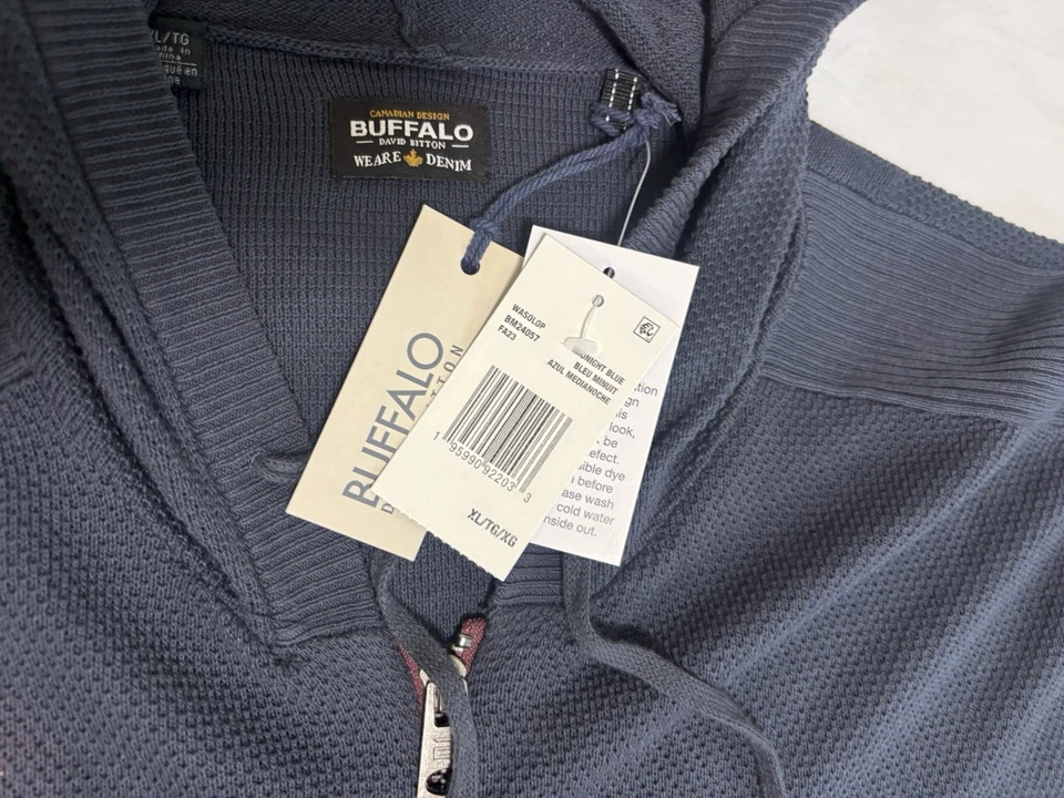 Buffalo David Bitton Wasolop Midnight Blue Full Zip Men's Hoodie Sweater XL NWT - Image 4 of 4