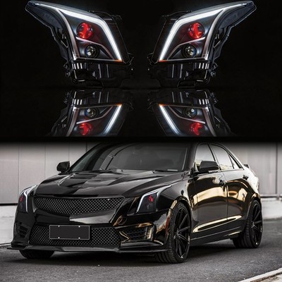 Pair For 2013-2019 Cadillac ATS LED Sequential Headlights Assembly Animation DRL