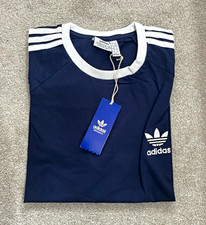 adidas Originals 3-Stripes Tee Men's 2XL Navy/White Cotton Crew T-Shirt IA4845