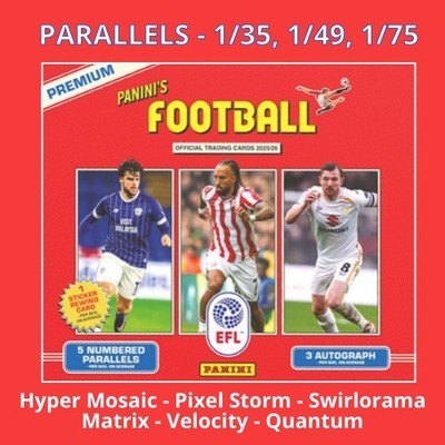 EFL PANINI Football Trading Cards 2026 - Parallel Cards GREEN, PURPLE, ORANGE