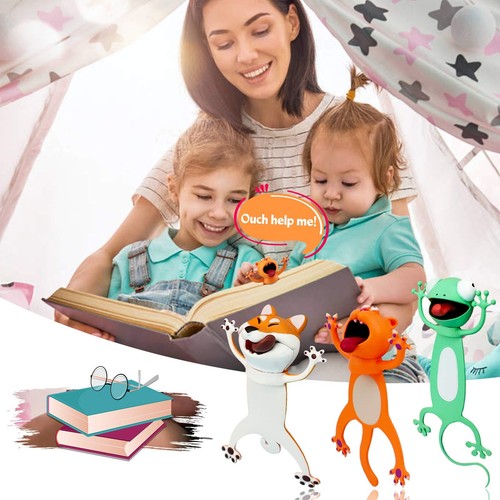 3D Animal Bookmarks - Fun Bookmarks for Kids & Book Lovers Gecko+cat+dog - Picture 6 of 7