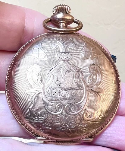 BEAUTIFUL Antique Gold-Filled Repoussé, Engraved Waltham 15 Jewel Pocket Watch