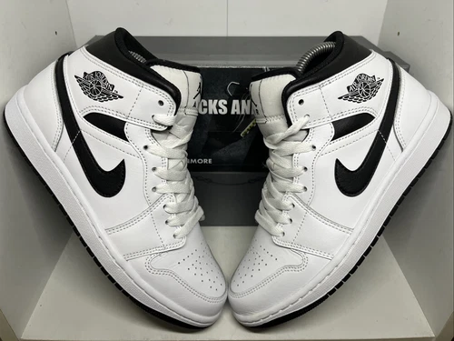 Nike Air Jordan 1 Mid UK6 Bianco Nero Reverse Panda Retro Id Ottime Condizioni