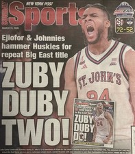 3/15/26 - St. John’s Red Storm - BIG EAST CHAMPS - NY Post Newspaper