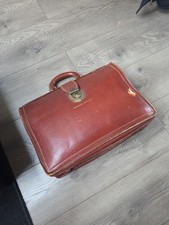 Vintage 60s 70s Top Grain Cowhide Leather Briefcase File Storage Bag Case Lawyer
