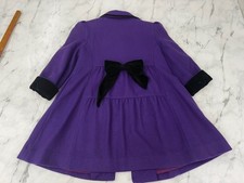 Rothschild Vintage Girls Coat Size 6 Purple Pea Coat Bow Wool Lined Made in USA