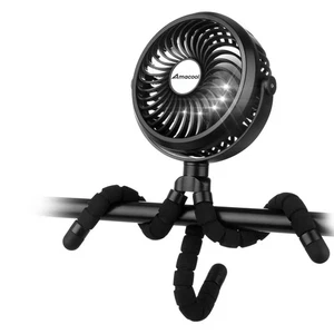 AMACOOL Battery Operated Stroller Fan Baby Travel Essentials for Beach Black