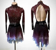 Figure Skating Dress Ice Skating Dress purple dyeing Competition Skating Wear