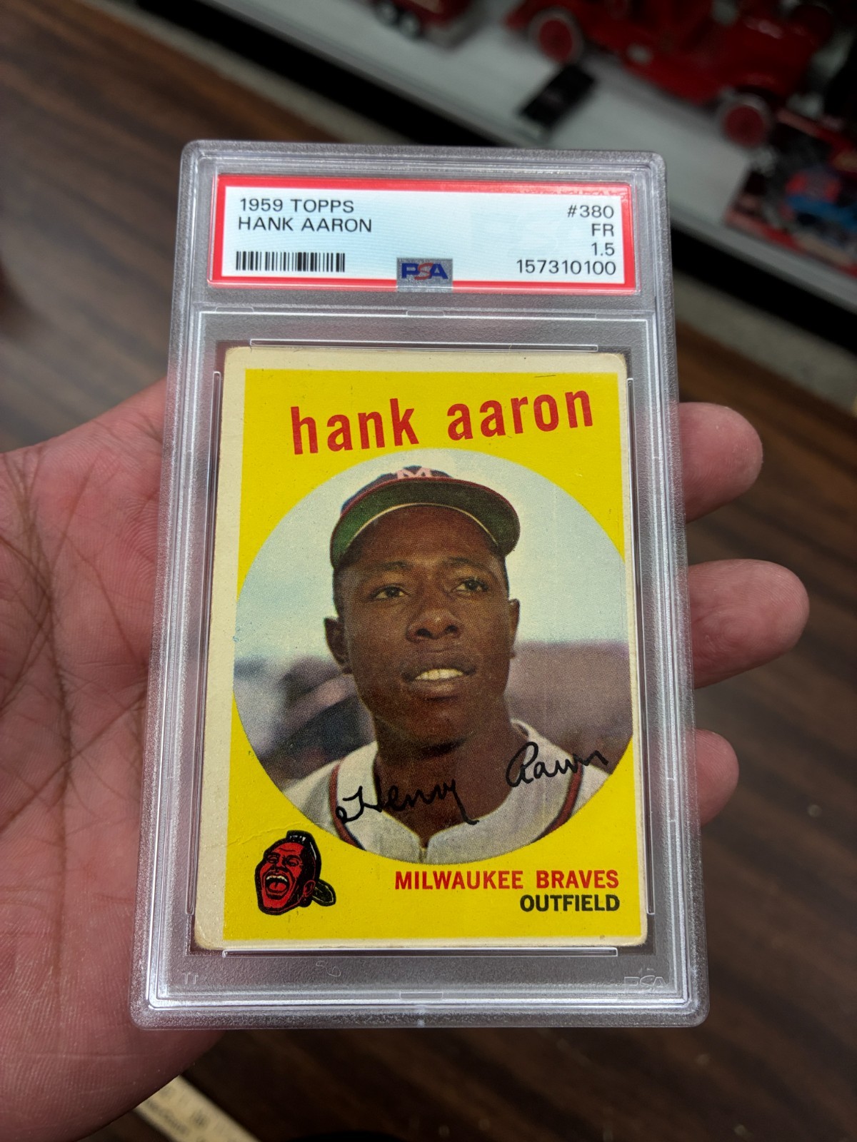 1959 topps hank aaron 380 psa 1.5 view 1