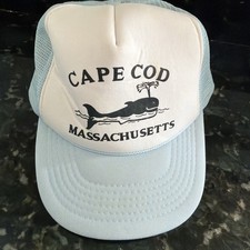 Vintage Cape Cod Massachusetts Snapback Hat Trucker Cap 80s Blue White Whale