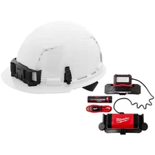 BOLT White Type 1 Class C Front Brim Vented Hard Hat W/4 Point Ratcheting Suspen