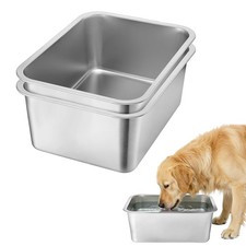 4-Gallon Stainless Steel Dog Bowls - Ideal for Large, Multiple Dogs - 2 Pack 