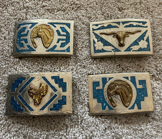 Lot 4!! Vintage Western Belt Buckles w/ Turquoise Inlay different design IL26