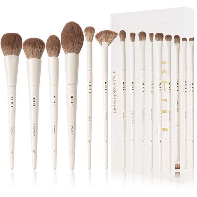 15-Piece Makeup Brush Set, Premium Synthetic Bristles, Foundation Powder Contour