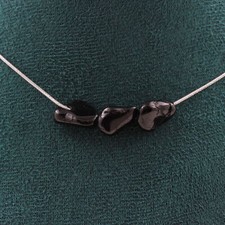 Stones And Min raux. Necklace 3 Beads Tourmaline Schorl From Brazil Chain Ikt