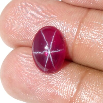 Regular Red Ruby Star 6 Rays Oval Cabochon 08.00 Cts. Loose Gemstone For Jewelry