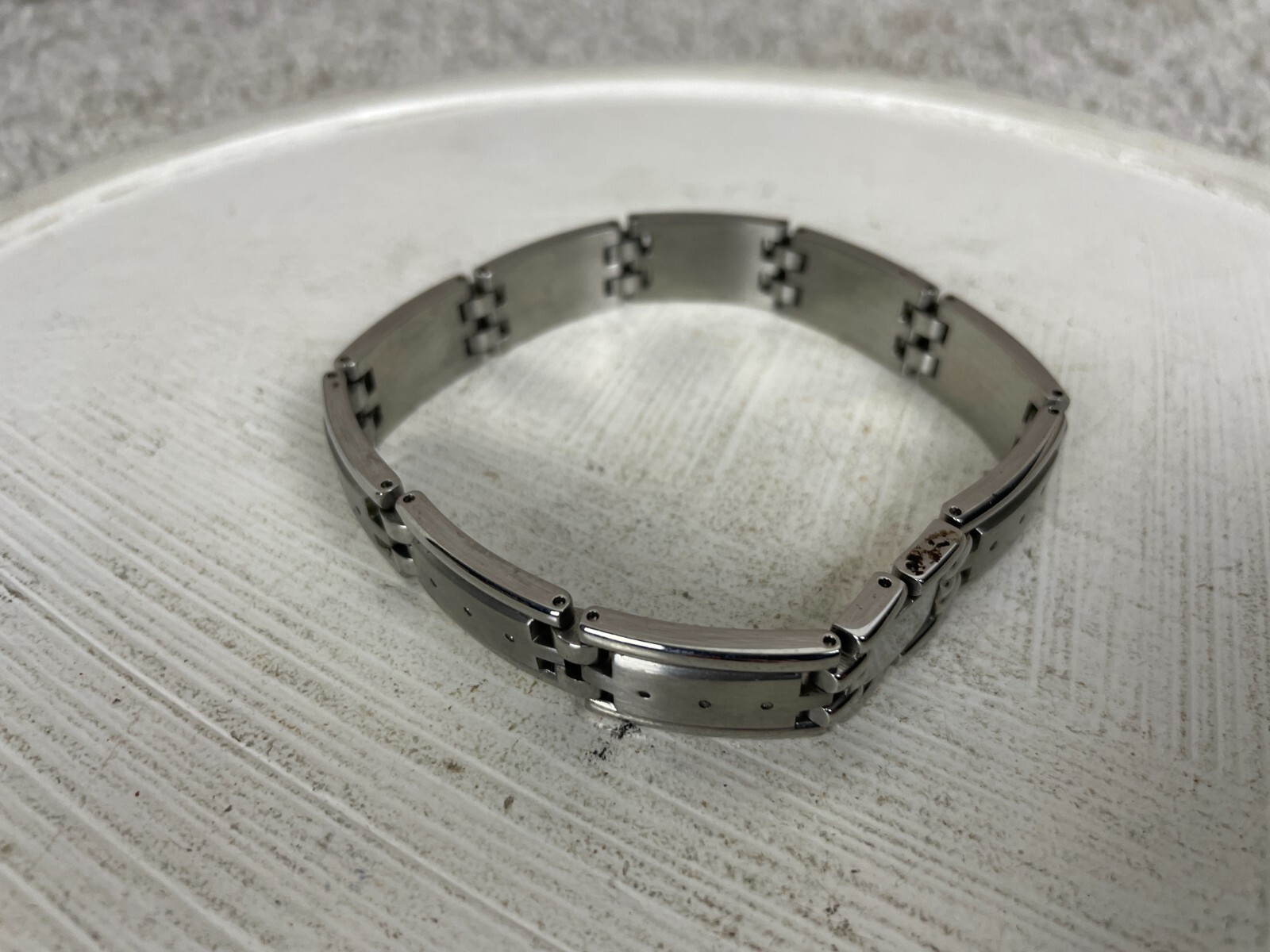 Rectangular Hinge Link Bracelet Mens 8.5" Stainle… - image 4