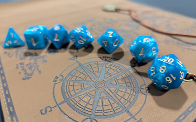 Azure Crest  7 Dice Set Poly RPG DnD Dungeons Dragons AD&D Pathfinder d20