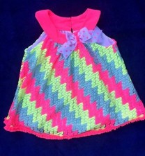 SALE @ Nearly New RARE EDITIONS Neon Chevron Stripe CUTE Girls Dress Sz 2T 💜b2