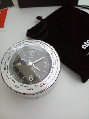 atop World Time Alarm Clock Weltzeit Tischuhr Ring Model, neu unbenutzt