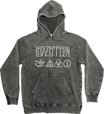 Led Zeppelin Vintage Wash Hoodie on Premium Mineral Wash Hooded Sweatshirt