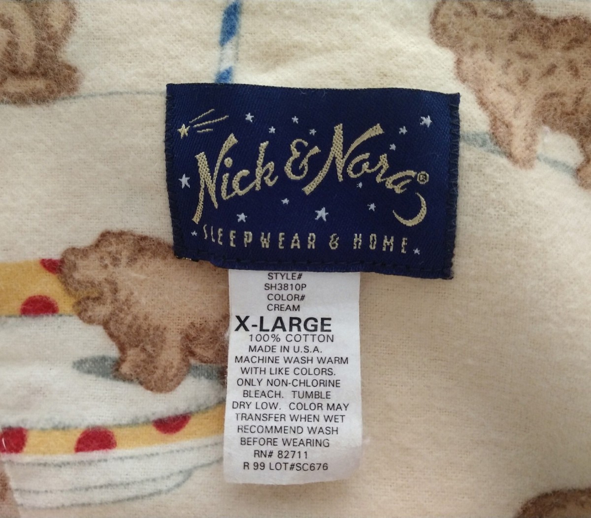 Nick and Nora VINTAGE NWOT Flannel Barnum's Animal Crackers Pajama