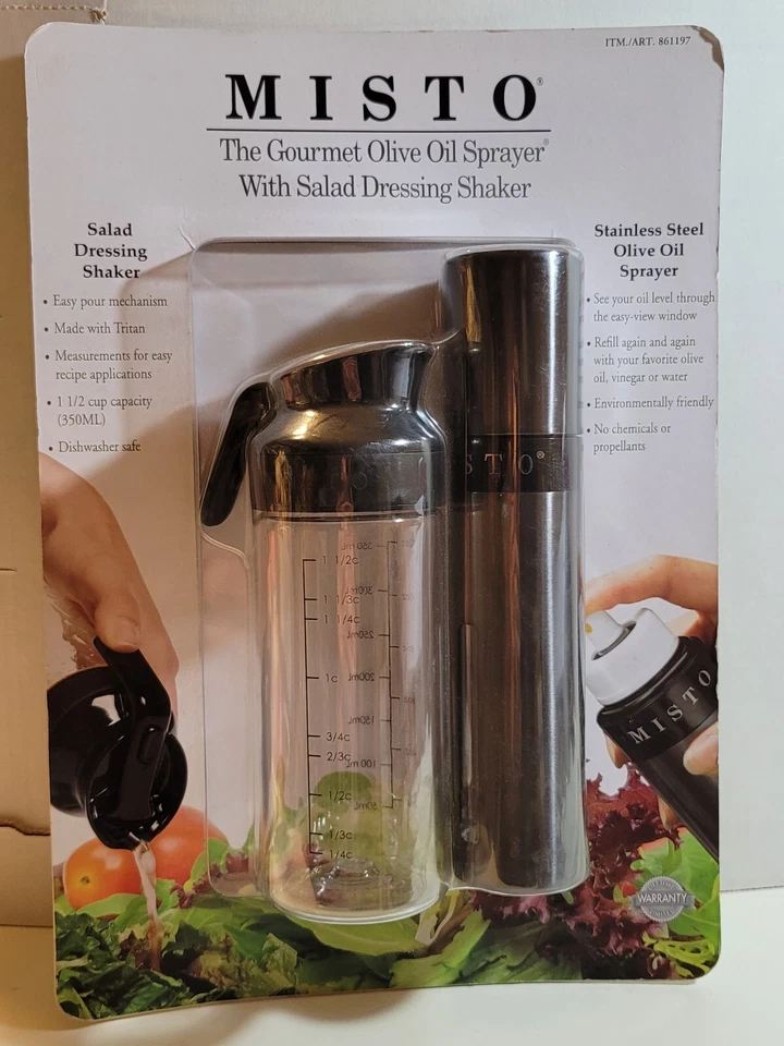 Pulverizador de aceite de oliva Misto Gourmet con coctelera aderezo para ensaladas-plateado nuevo sellado Foto 2 de 4