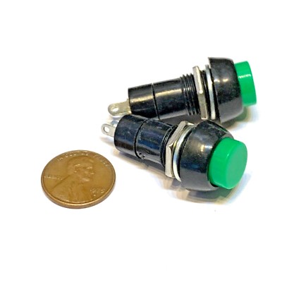 2 Pieces Green Latching PUSH BUTTON SWITCH DC 6A N/O normally open on/off