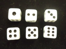 6X Small 5/16" SQUARE WHITE DICE SET LOT 8mm D6
