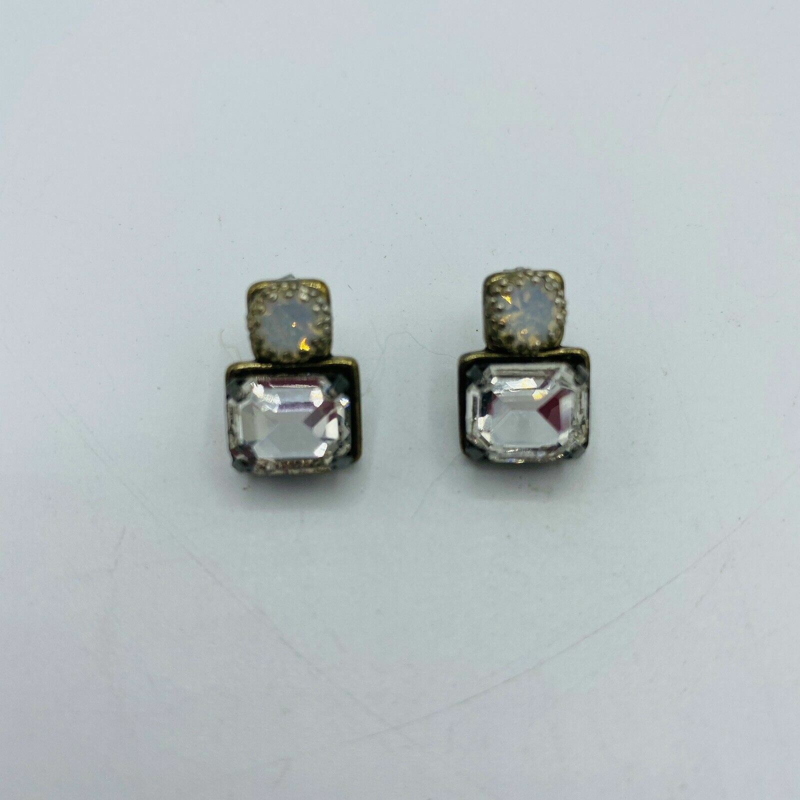 Rectangular Rhinestone Stud Earrings - image 1