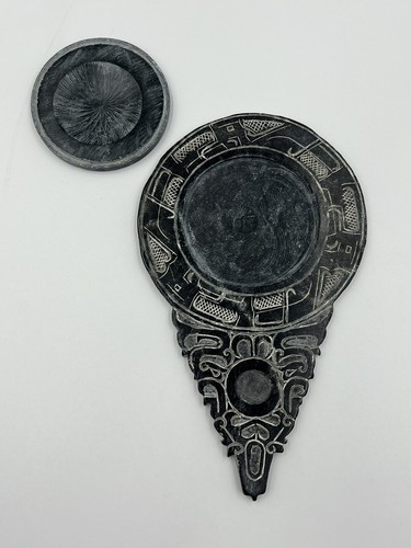 Chinese Hand-Carved Black Jade Calligraphy Ink Stone w/ Lid - Picture 2 of 11