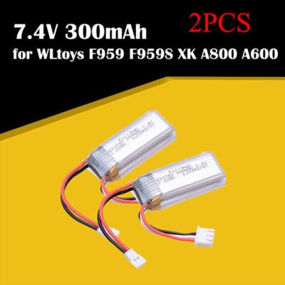 2pcs Lipo Battery 7.4V 300mAh Battery for WLtoys F959 Aircraft XK A600 A800