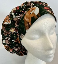 Forest Animals Print Size Medium Medical Bouffant Scrub Cap Surgery Hat