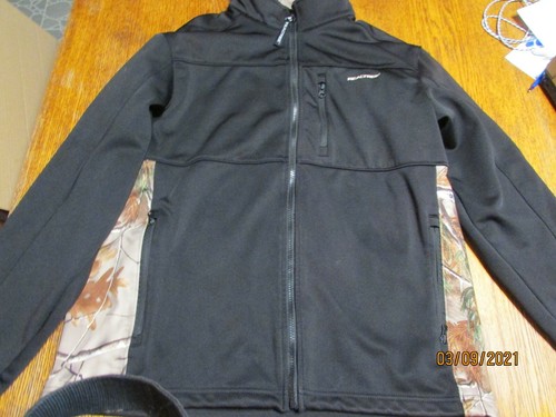 FULL ZIP CAMO BLACK JACKET COAT SIZE 