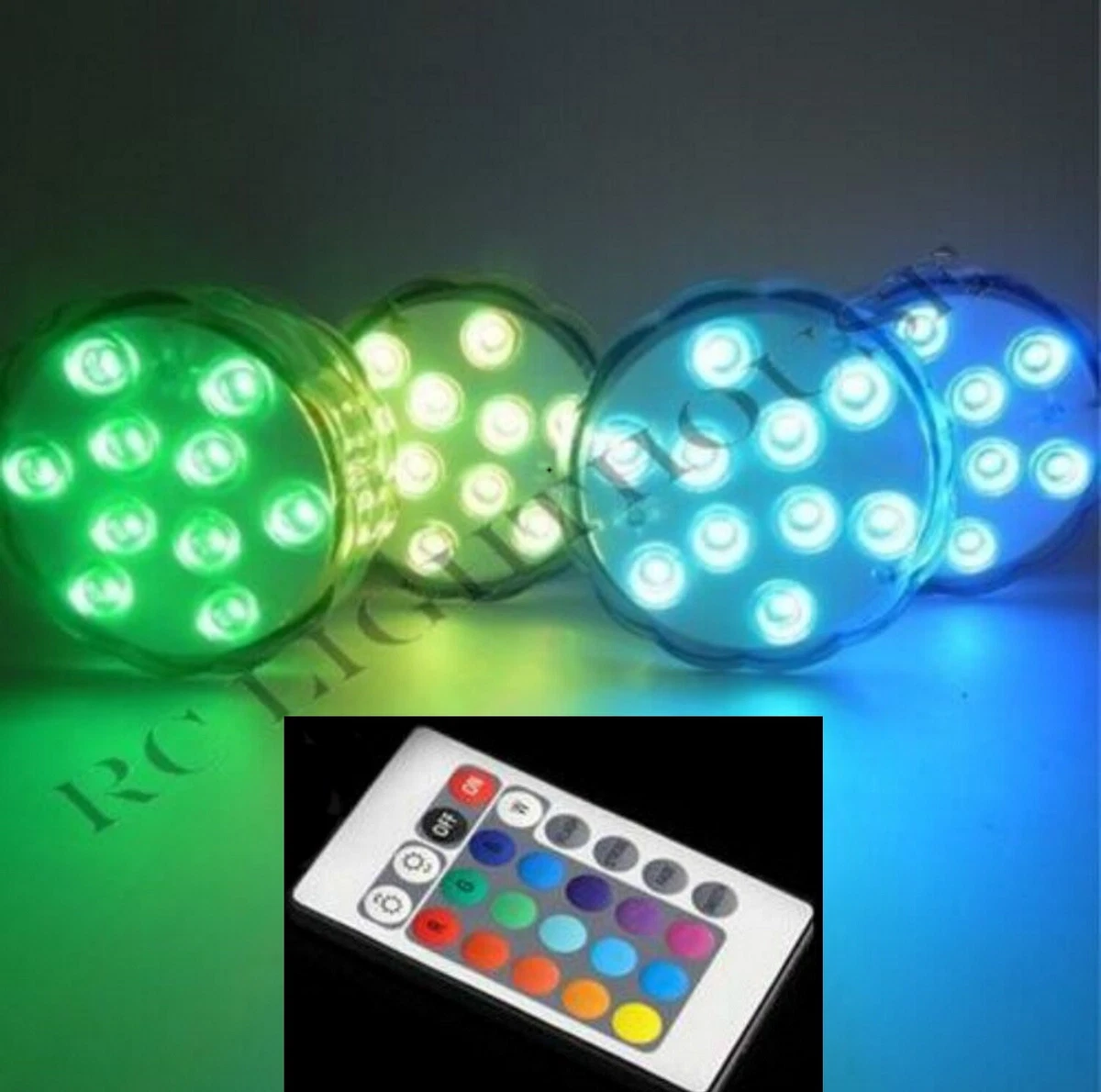 LED Light Puck or Pod Remote Control LED Submersible Lights 4 pc