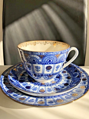 Lomonosov Porzellan Tee- Kaffee-Gedeck 3-Teilig. Hand decorated. - Bild 1 von 4