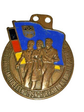 Vintage 1954 FDJ Deutschlandtreffen Berlin Medal Badge &ndash; East Germany GDR Youth