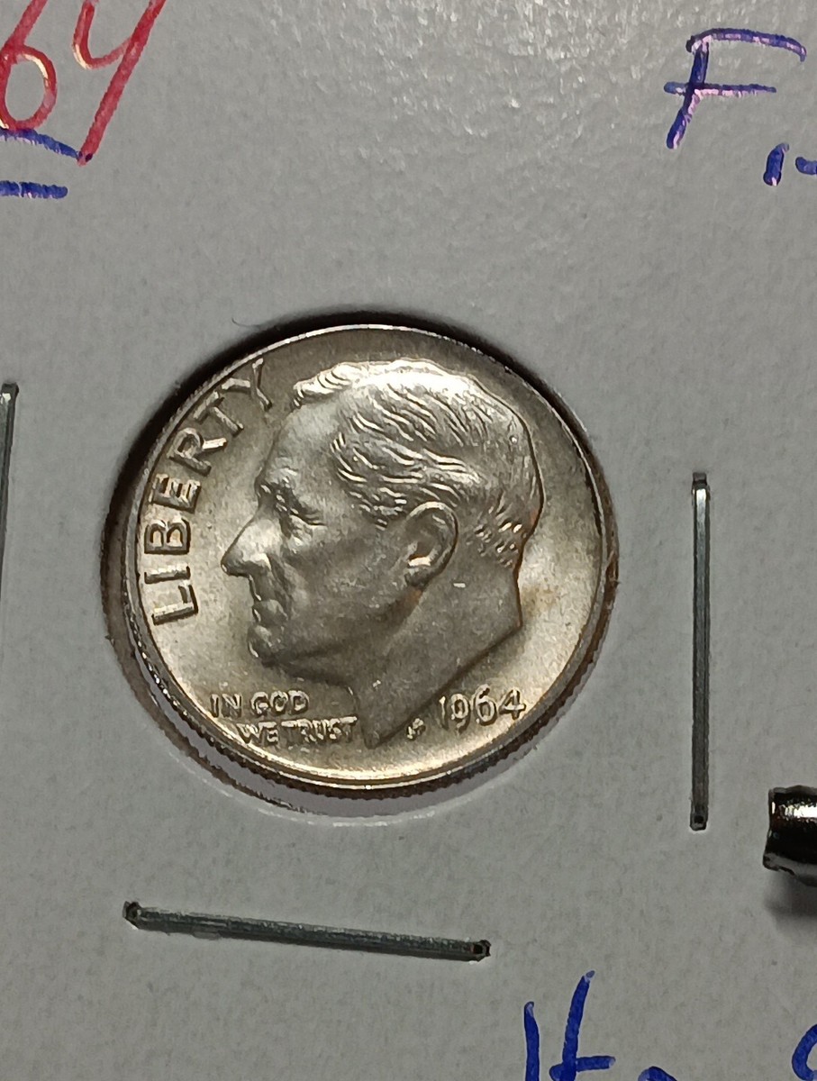 1964 P Roosevelt Dime - FULL BANDS 90% Silver - BU Choice J/500 | eBay