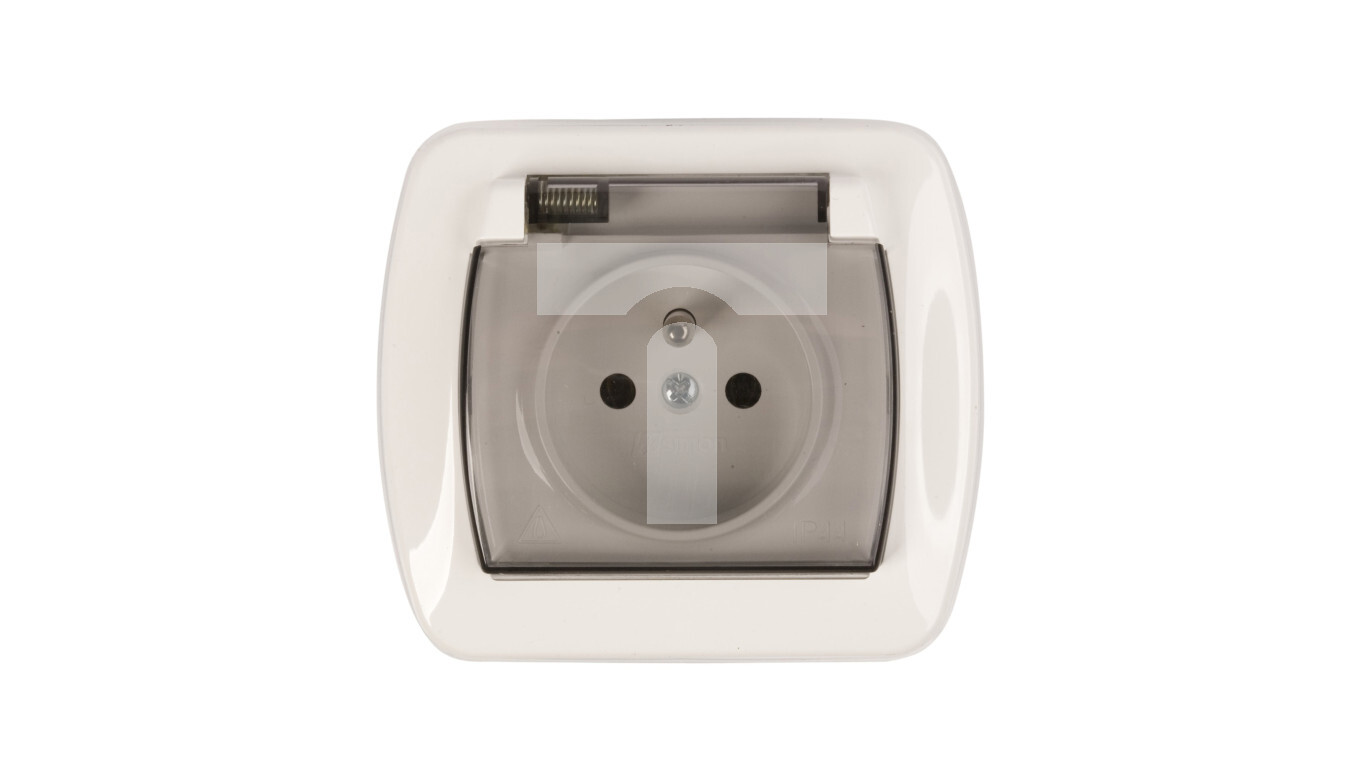 Simon Akord Splashproof socket w/u IP44 with smoke flap white AGZ1Be/11a /T2UK