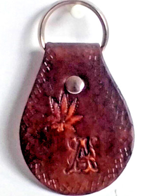 All Leather Key Fob + ur letter ''A'' + Canna